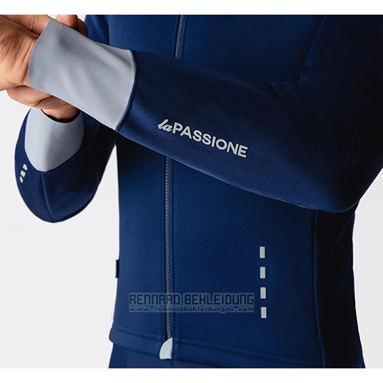 2019 Fahrradbekleidung La Passione Blau Grau Trikot Langarm und Tragerhose